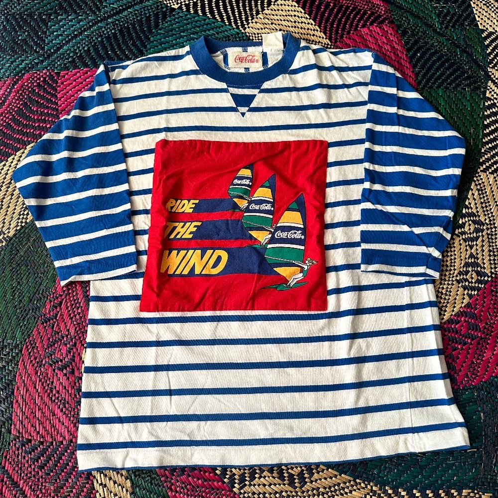 Vintage Coca-Cola Colorblock 3/4 Sleeve Shirt Size Medium